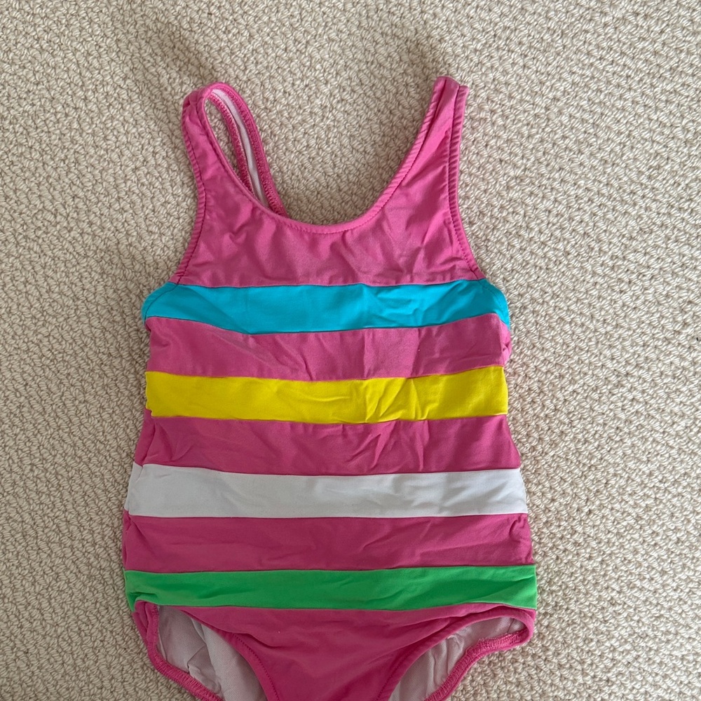 Florence Eiseman Pink Striped Kids Swim One Piece